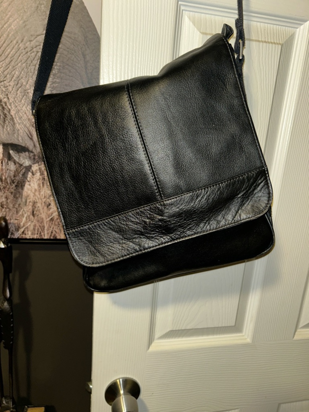 Black Leather Crossbody Messenger Bag - Men's Shoulder Bag